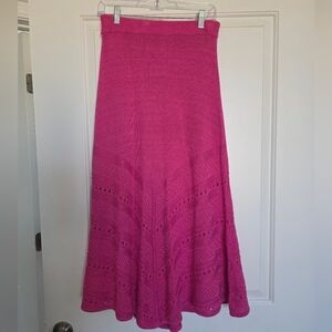 sofia by sofia vergara Hot Pink Croched Knit A-Line Midi Skirt